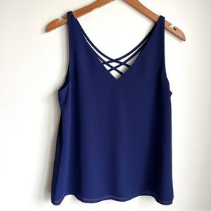 Express navy blue top - crisscross back detail